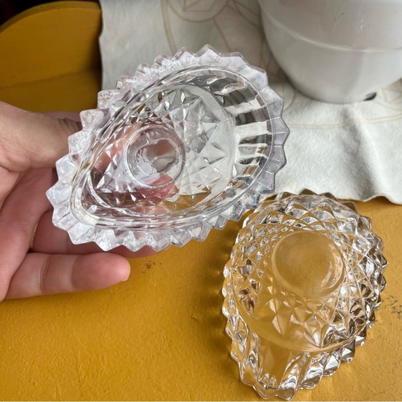 Vintage Trinket Box Frosted Glass Bird Egg Shaped Bowl - Picture 4 of 5